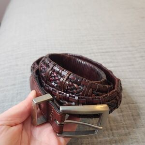 Men's Brown Leather Woven Belt